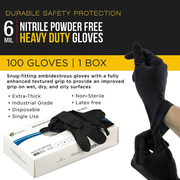 100X Nitrile Black Industrial Mechanic Tattoo Food Large Disposable Gloves