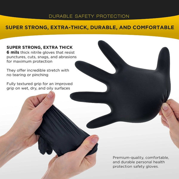 100X Nitrile Black Industrial Mechanic Tattoo Food Large Disposable Gloves