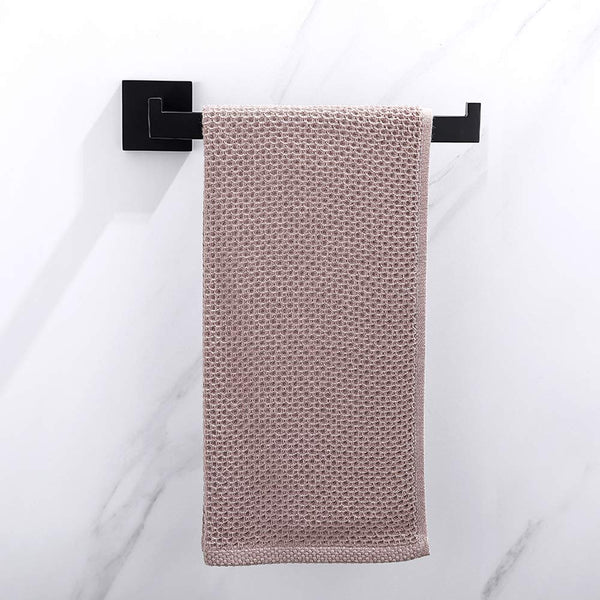 Square Hand Towel Holder Ring Wall Mounted Modern Bar Bathroom Kitchen Black Towel Racks