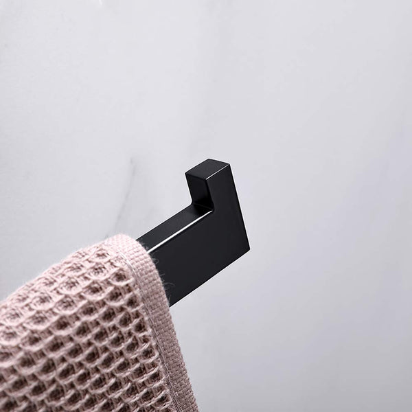 Square Hand Towel Holder Ring Wall Mounted Modern Bar Bathroom Kitchen Black Towel Racks