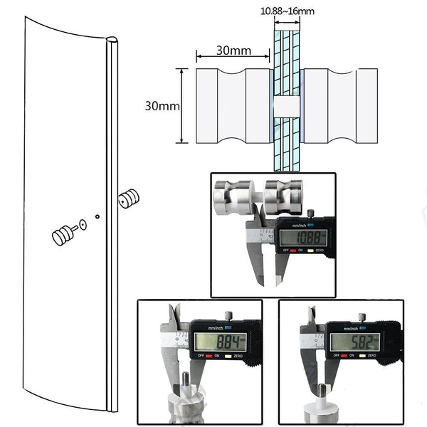 Shower Glass Door Knob Bathroom Round Back To Back Handle Sus304 Brushed Nickel Door Knobs