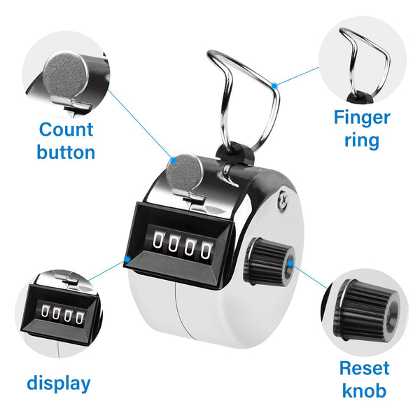 Hand Tally Counter 4-Digit Lap Counters Clicker Pitch For Counting Knitting Coaching