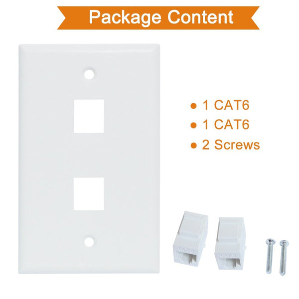 Ethernet Wall Plate 2 Port Cat6 Cable Adapter
