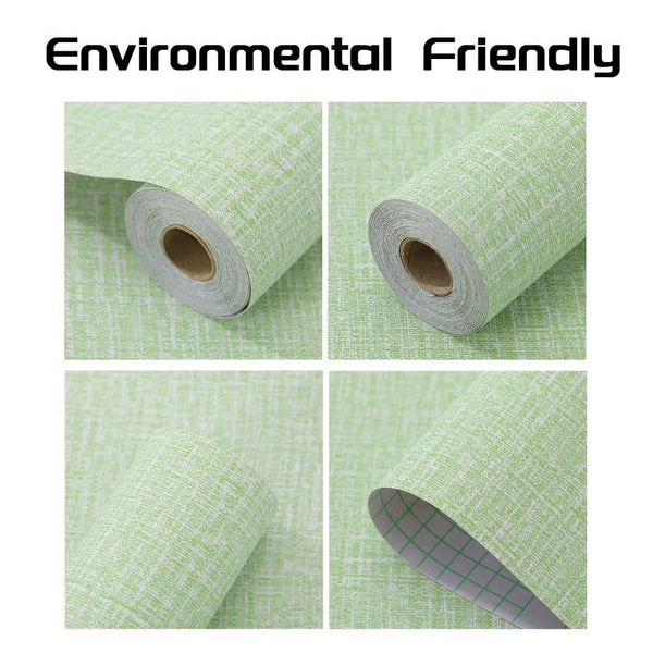 61Cm X 10M Green Wallpaper Decor Faux Grasscloth Paper Self Adhesive Removable Wallpaper Rolls & Sheets