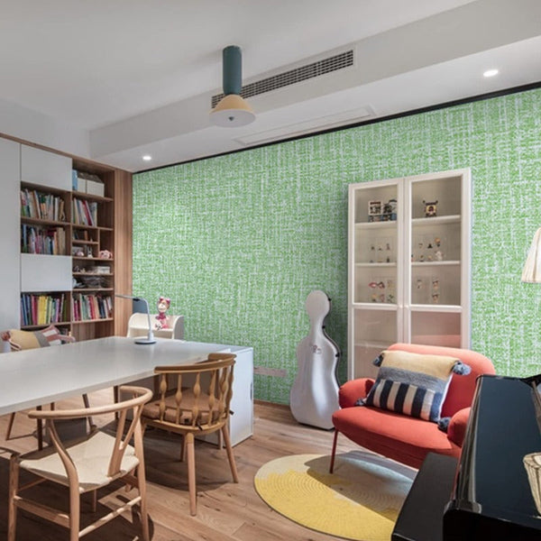 61Cm X 10M Green Wallpaper Decor Faux Grasscloth Paper Self Adhesive Removable Wallpaper Rolls & Sheets