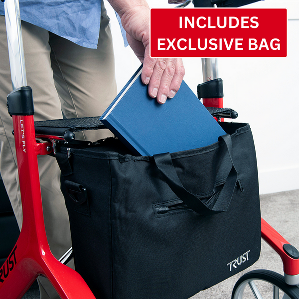 Trust Care Let's Fly Mobility Rollator Wheelie Walker Red Walkers & Canes