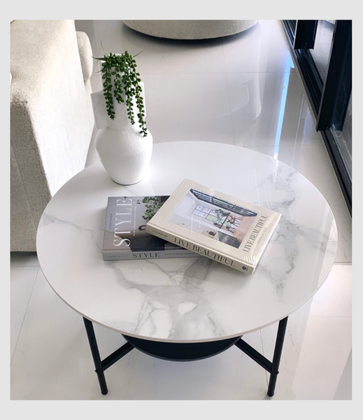 Interior Ave Duke Round Two Tier Stone Coffee Table Coffee Tables