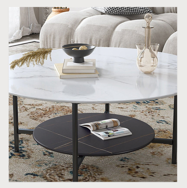 Interior Ave Duke Round Two Tier Stone Coffee Table Coffee Tables