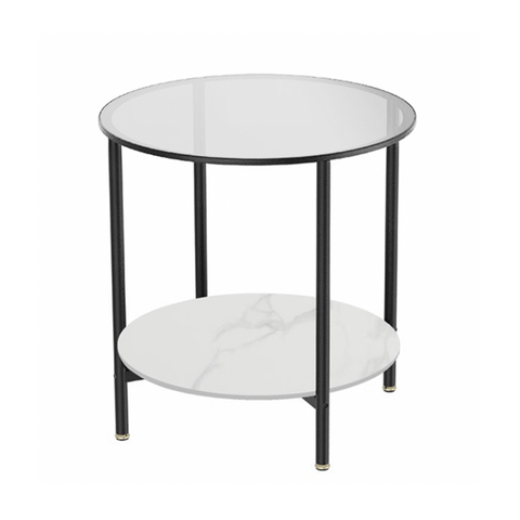 Interior Ave - Cosmopolitan Two Tier Mix Side Table Marble & Glass