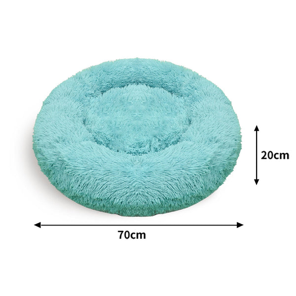 Pet Dog Bed Warm Plush Round Comfortable Nest Comfy Sleeping Kennel Green M 70Cm Pet Beds