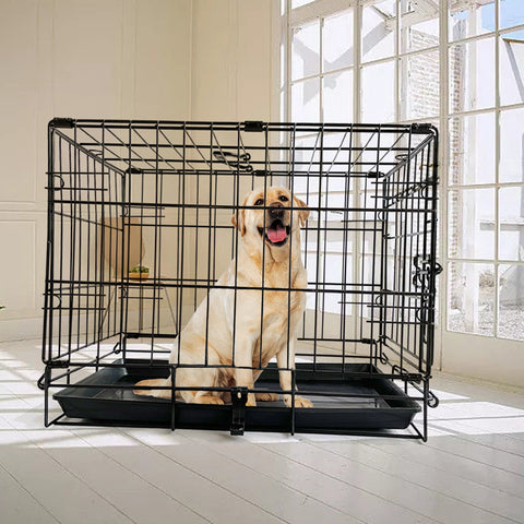 36" Pet Dog Cage Kennel Metal Crate Enlarged Thickened Reinforced House
