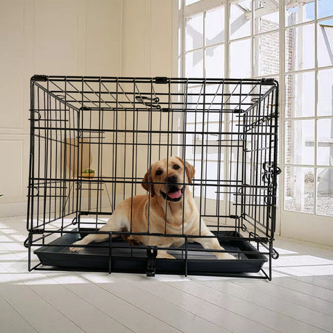 42" Pet Dog Cage Kennel Metal Crate Enlarged Thickened Reinforced House