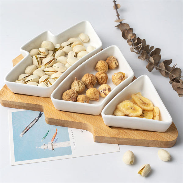 Cookingstuff Christmas Tree Dried Fruit Tray Snacks Candy Melon Plate Blue