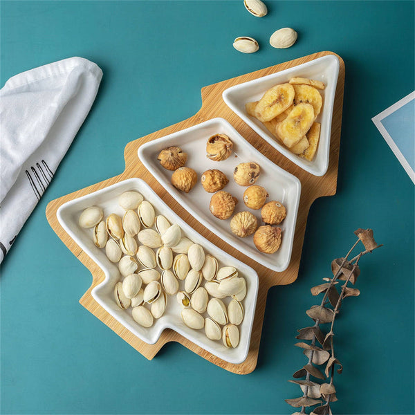 Cookingstuff Christmas Tree Dried Fruit Tray Snacks Candy Melon Plate Blue