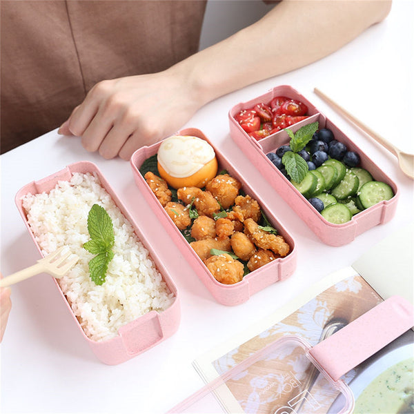 Cookingstuff 3-Layer Bento Box Students Lunch Eco-Friendly Leakproof 900Ml Food Container