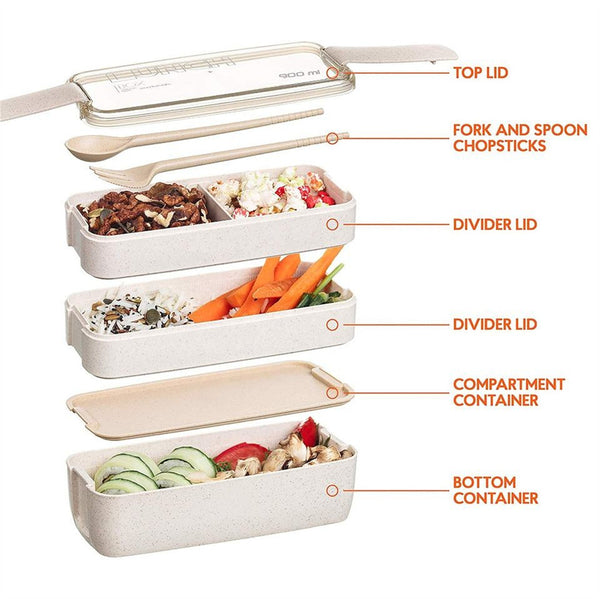 Cookingstuff 3 Layer Bento Box With Cover Lunch Eco Friendly Leakproof Food Container