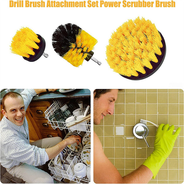 Tooleiz Three-Piece Electric Drill Set Bathroom Carpet Sink Cleaning Brush Head Yellow