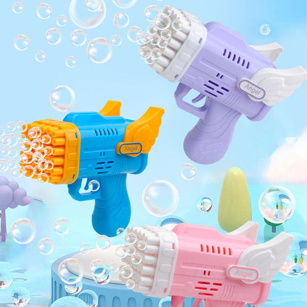 Bubblerainbow 42 Hole Angel Wing Automatic Blowing Lovely Gun Launcher Toy Pink