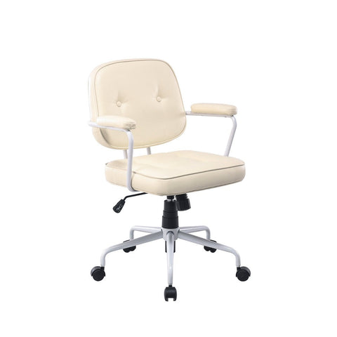 Louise White Frame Faux Leather Home Office Chair In Beige Office Chairs