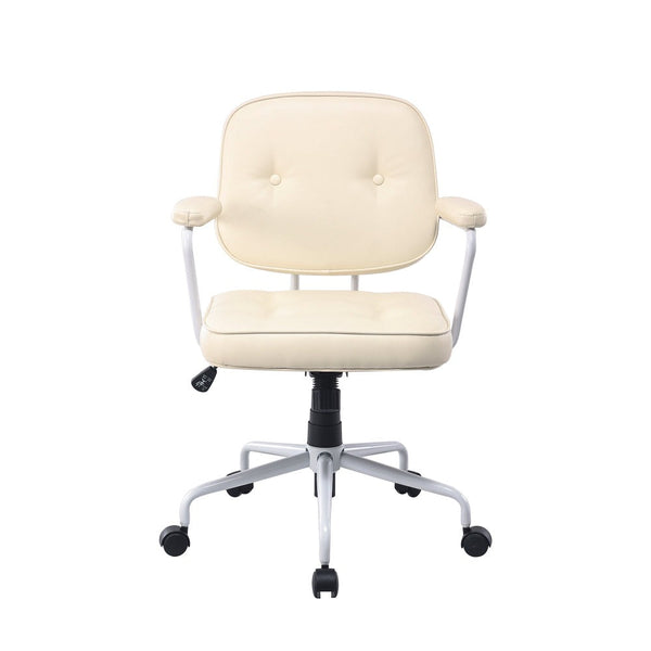 Louise White Frame Faux Leather Home Office Chair In Beige Office Chairs