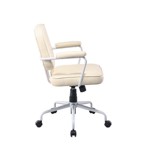 Louise White Frame Faux Leather Home Office Chair In Beige Office Chairs