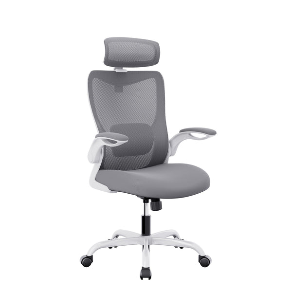 Mona Ergonomic High Back Flipped Armrest Task Chair In Grey Office Chairs