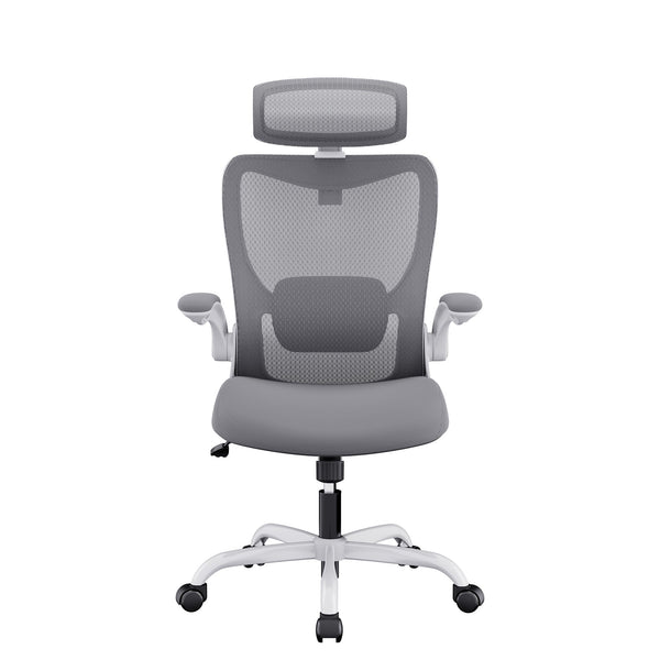 Mona Ergonomic High Back Flipped Armrest Task Chair In Grey Office Chairs
