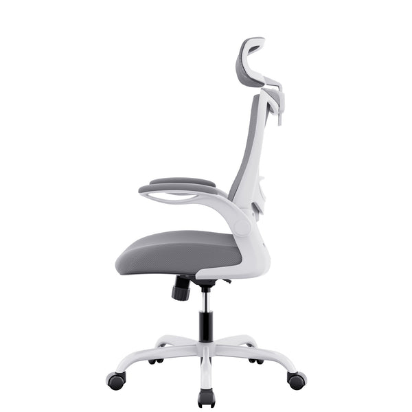 Mona Ergonomic High Back Flipped Armrest Task Chair In Grey Office Chairs