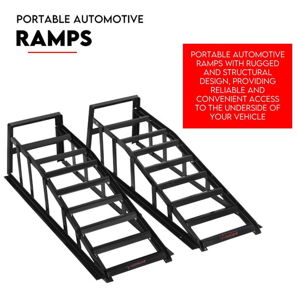 Fiernero Heavy Duty Portable Car Loading Ramp Set 2000Kg Maintenance Steel Frame Pair Other Auto Tools & Supplies