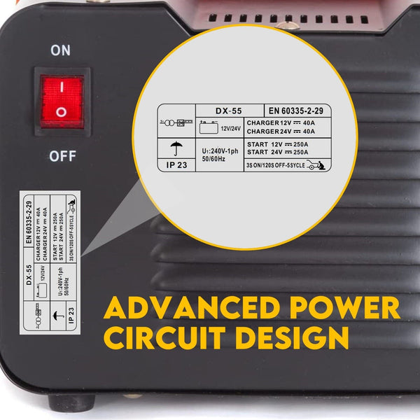 Kingtech 2In1 Car Battery Charger Jump Starter 12V 24V 40A Atv Boat Tractor Jump Starters