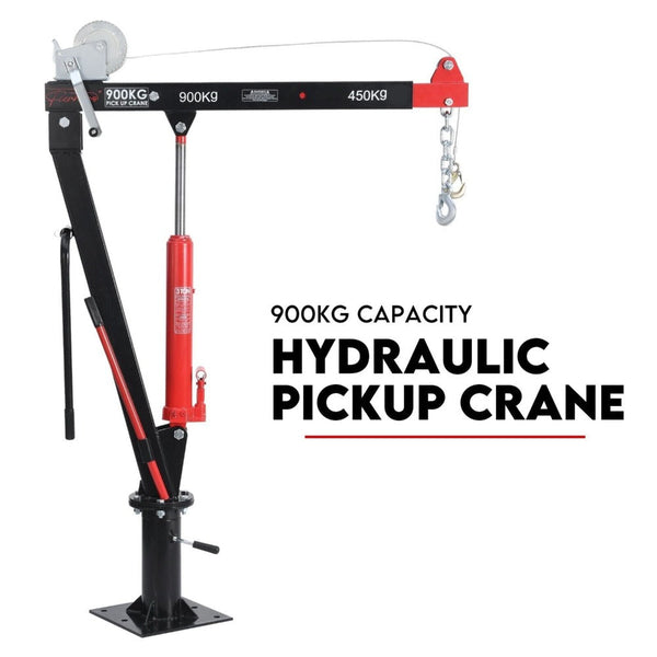 Fiernero Hydraulic Crane 900Kg Pickup Swivel Ute Truck Trailer Lift Hoist Winch Haul Other Shop Equipment