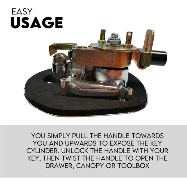 Trailer Parts Robusto Whale Tail Handle Lock Latch Compression Trailer Toolbox Black Chrome