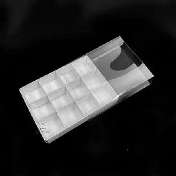 My Decorations 100 Pack Of White Card Chocolate Sweet Soap Product Reatail Gift Box 12 Bay 4X4x3cm Compartments Clear Slide On Lid 16X12x3cm Gift Boxe