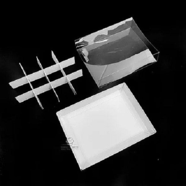 My Decorations 100 Pack Of White Card Chocolate Sweet Soap Product Reatail Gift Box 12 Bay 4X4x3cm Compartments Clear Slide On Lid 16X12x3cm Gift Boxe