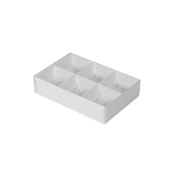 My Decorations 100 Pack Of White Card Chocolate Sweet Soap Product Reatail Gift Box 6 Bay Compartments Clear Slide On Lid 12X8x3cm Gift Boxes