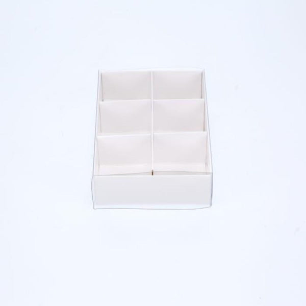 My Decorations 100 Pack Of White Card Chocolate Sweet Soap Product Reatail Gift Box 6 Bay Compartments Clear Slide On Lid 12X8x3cm Gift Boxes
