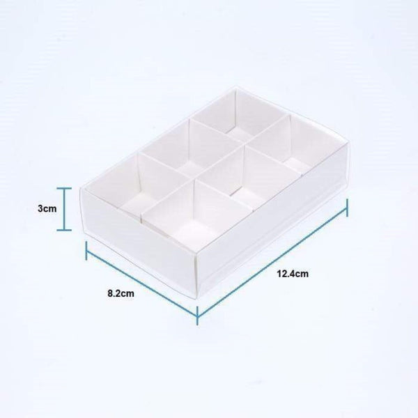 My Decorations 100 Pack Of White Card Chocolate Sweet Soap Product Reatail Gift Box 6 Bay Compartments Clear Slide On Lid 12X8x3cm Gift Boxes