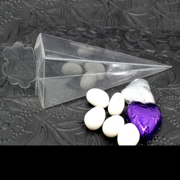 100 Pack Of Clear Pyramid Triangle Shaped Small Gift Box - Bomboniere Jewelry Party Favor Model Candy Chocolate Soap