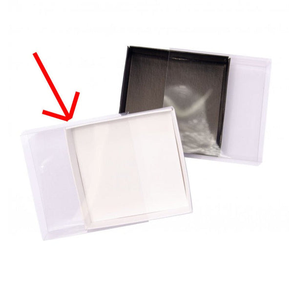 My Decorations 100 Pack Of 15Cm Square Coaster Favor Function Product Presentation Cookie Biscuit Patisserie Gift Box 4Cm Deep White Card With Clear S