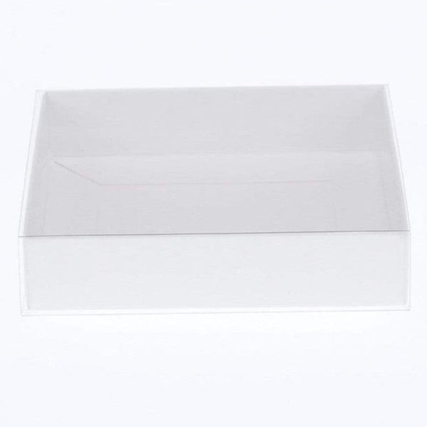 My Decorations 100 Pack Of 15Cm Square Coaster Favor Function Product Presentation Cookie Biscuit Patisserie Gift Box 4Cm Deep White Card With Clear S