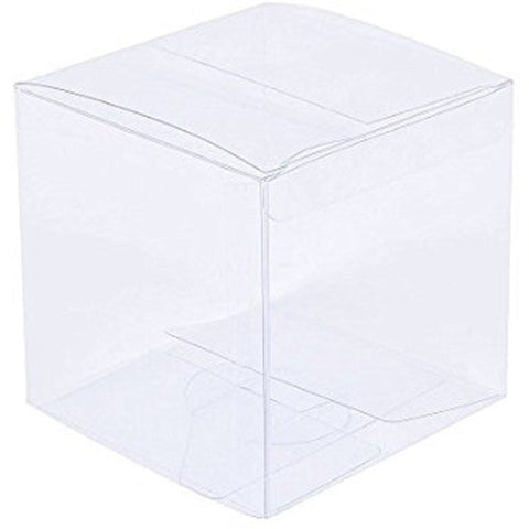 My Decorations 100 Pack Of 5Cm Clear Pvc Plastic Folding Packaging Small Rectangle/Square Boxes For Wedding Jewelry Gift Party Favor Model Candy Choco