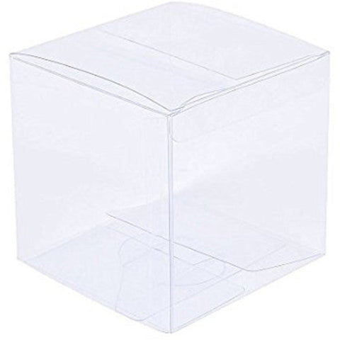 100 Pack Of 6Cm Clear Pvc Plastic Folding Packaging Small Rectangle/Square Boxes For Wedding Jewelry Gift Party Favor Model Candy Chocolate Soap