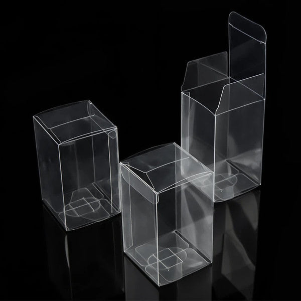 My Decorations 100 Pack Of 5X8cm Clear Pvc Plastic Folding Packaging Small Rectangle/Square Boxes For Wedding Jewelry Gift Party Favor Model Candy Cho