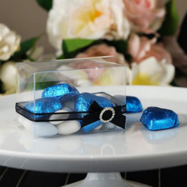 My Decorations 100 Pack Of 5X8cm Clear Pvc Plastic Folding Packaging Small Rectangle/Square Boxes For Wedding Jewelry Gift Party Favor Model Candy Cho