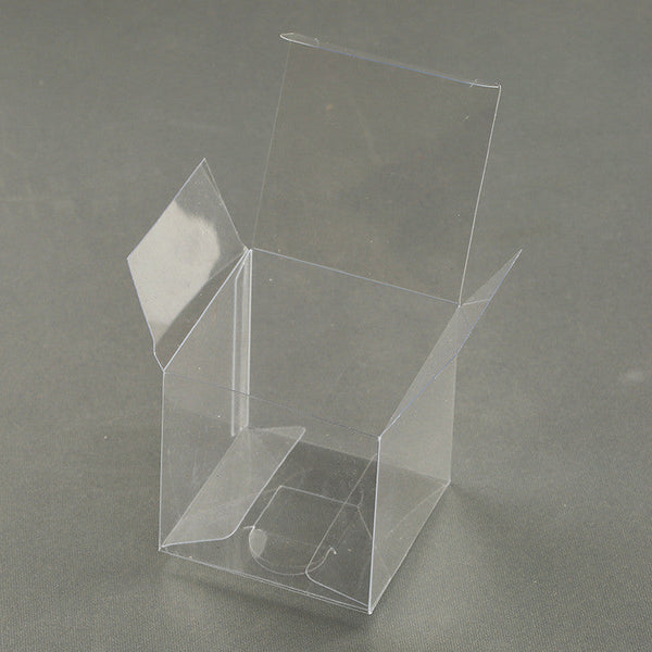 My Decorations 100 Pack Of 8X8x10cm Clear Pvc Plastic Folding Packaging Small Rectangle/Square Boxes For Wedding Jewelry Gift Party Favor Model Candy