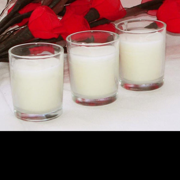My Decorations 20 White Wax Clear Glass Holder Votive Candle Wedding Event Centrepiece Table Seasonal Decorations