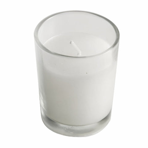 My Decorations 25 White Wax Clear Glass Holder Votive Candle Wedding Event Centrepiece Table Candles