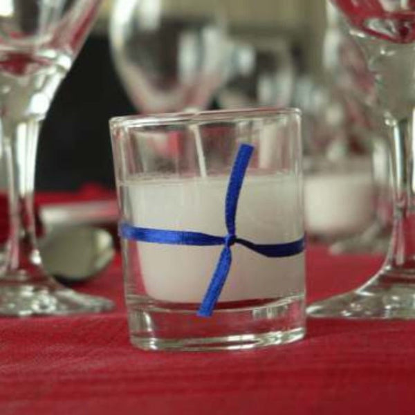 My Decorations 25 White Wax Clear Glass Holder Votive Candle Wedding Event Centrepiece Table Candles