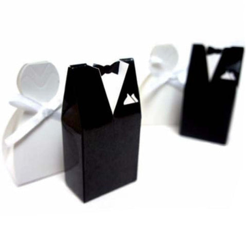 50 Pack Of 25 Bride Gown And Groom Tux Wedding Bridal Bomboniere Favor Candy Choc Almond Box - Nw