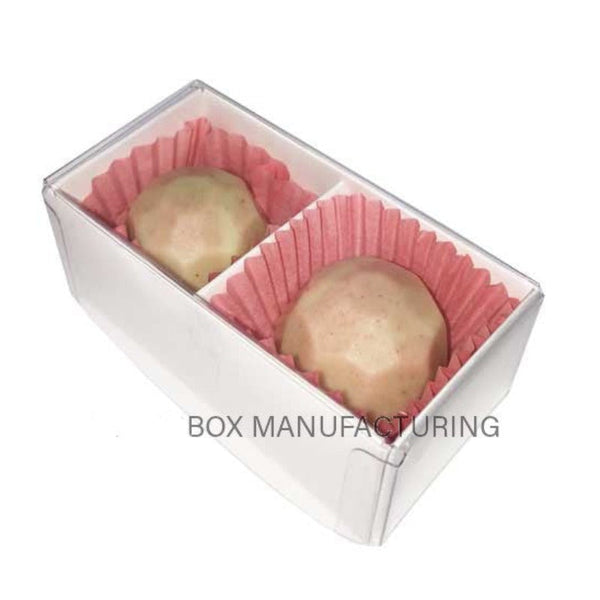 My Decorations 50 Pack Of White Card Chocolate Sweet Soap Product Reatail Gift Box 2 Bay Compartments Clear Slide On Lid 8X4x3cm Gift Boxes